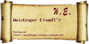 Weidinger Elemér névjegykártya
